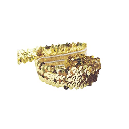 Pailletten-stoffband Elastisches Band Glitzerdekor Paillettenbandbesatz Elastisches Glanzband Goldrand Glänzendes Paillettenband Glitzerband Pailletten Zum Basteln Golden VILLCASE von VILLCASE