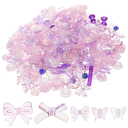 VILLCASE 1 Diy Handgefertigte Accessoires Kits Zur Schmuckherstellung Zufällig Verschiedene Reize Nagel Charms Perlen-kit Charme Schmetterlingsperlen Perlenarmband-kit Webstuhl Harz Violett von VILLCASE