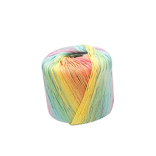 VILLCASE 1 Rolle 133 M Farbverlauf Baumwollgarn Hellem Regenbogen Ideales DIY Garn Für Handgefertigte Schals Mützen Pullover Und Decken Perfekt Für Häkeln Und Stricken von VILLCASE