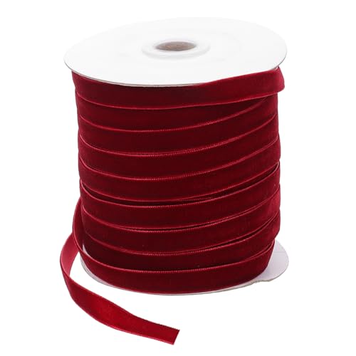 VILLCASE 1 Rolle Beflockungsband seidenband ribbon bastelbedarf schnürlos senkel farbband Bausatz von Anordnung Rot Gold Kopfschmuckbänder selber machen Geschenkband zum Binden Nylon von VILLCASE