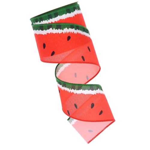 VILLCASE 1 Rolle Frucht Wassermelone Band Weihnachtsbaumband Blumendekor verdrahtete Bänder Wassermelonen- Sackleinen geschenkband seidenband ribbons Satinband Banddekor Anti-Betäubung von VILLCASE