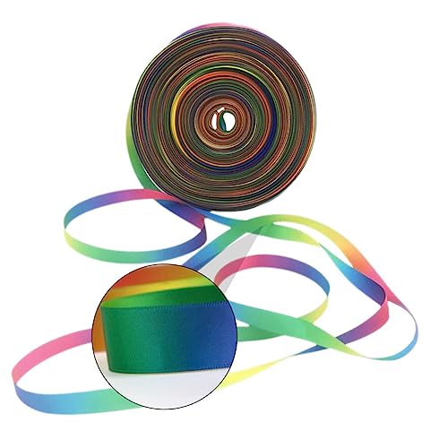 VILLCASE Satinband mit Farbverlauf Regenbogen Chiffonband für Dekoratives Farbiges Geschenkband für Partys von VILLCASE