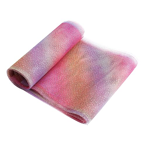 VILLCASE 1 Rolle Verlaufsgitter Bogen Linealband Bögen Draht Sackleinen Bänder Chiffon Paillette Schillerndes Kräuselband Eisstockschießen Streifen Fallen Stifte Samtband Gittergewebe Rosa von VILLCASE