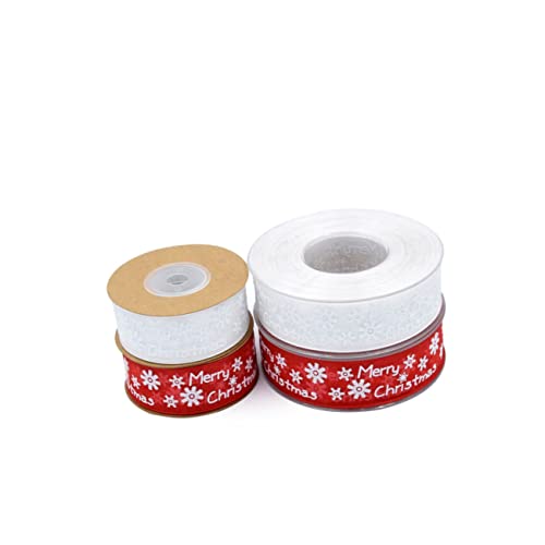 VILLCASE 1 Rolle Verpackungsband für Weihnachten weihnachtsband christmas ribbon weihnachtsgeschneke Weihnachtsaufkleber Feiertagsbänder Weihnachtsverpackungsbänder Schneeflockenbänder Weiß von VILLCASE