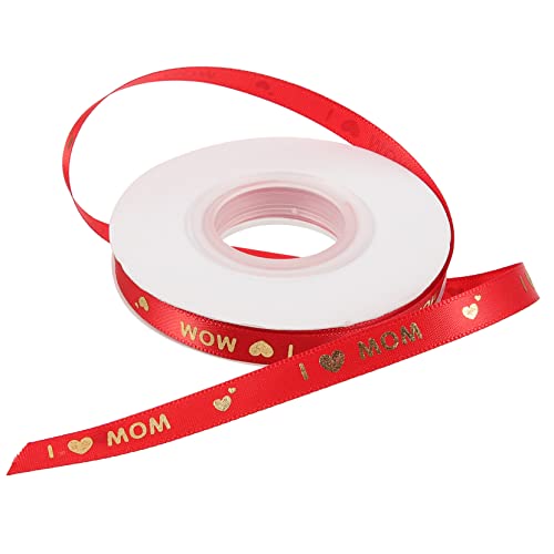 VILLCASE 1 Rolle muttertagsband seidenband ribbon geschenkband ostern bandalette Geschenkband für Ostern Bänder Geburtstag Frauen Bandmaterial selber machen Banddekoration Polyester rot von VILLCASE