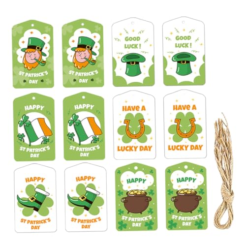 VILLCASE 1 Satz 1 Satz Anhängeranhänger St Patricks Leckerlibeutel St Geschenkanhänger Zum Patrick'S Day Weihnachtsetikettenaufkleber Große Grüne Anhänger St Patricks 12 Stück von VILLCASE