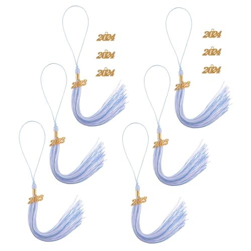 VILLCASE 1 Satz Abschluss Saison Quasten Absolventenmütze Und Robe Grad Cupcake Topper Kappe Zubehör Für Den Akademischen Abschluss Lesezeichen Gefälligkeiten Hüte Grad Boxen Polyester Blue von VILLCASE