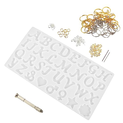 VILLCASE 1 Satz Alphabet-die-set Schlüsselbund Diy Schmuck Kette Alphabet-anhängerform Lesezeichen Brief Schlüsselanhänger Für Schlüssel Handguss-kit Kerzenherstellungsset Würfel Kieselgel von VILLCASE