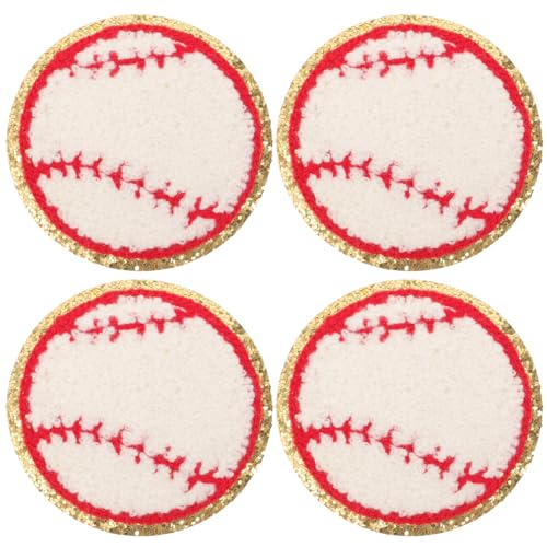 VILLCASE 1 Satz Baseball-bügeltuch-aufnäher Wohnungseinrichtung Wohnungsdeko Handwerk Patches Baseball-gestickte Aufnäher Selbstklebende Aufnäher Für Sportbälle Flicken Aufnähen 4 Stück von VILLCASE