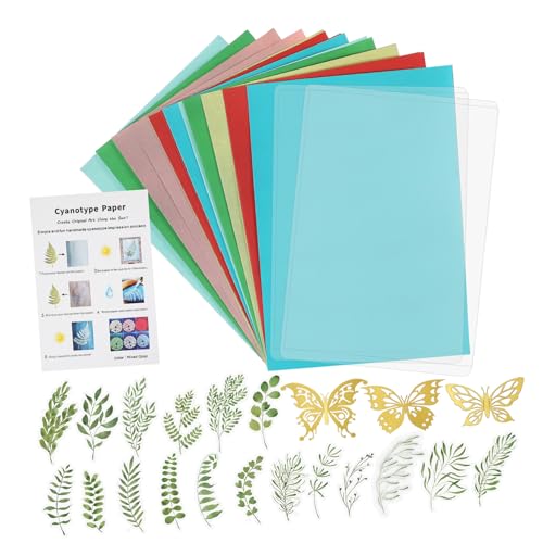 VILLCASE 1 Satz Cyanotypie DIY Druckkit Farbige Druckpapiere DIY Druckpapier süße kleine Büroklammer Gel -Briefmarkenstempel Zubehör für DIY-Projekte DIY Sonnendruckpapier Naturfaser-Papier von VILLCASE