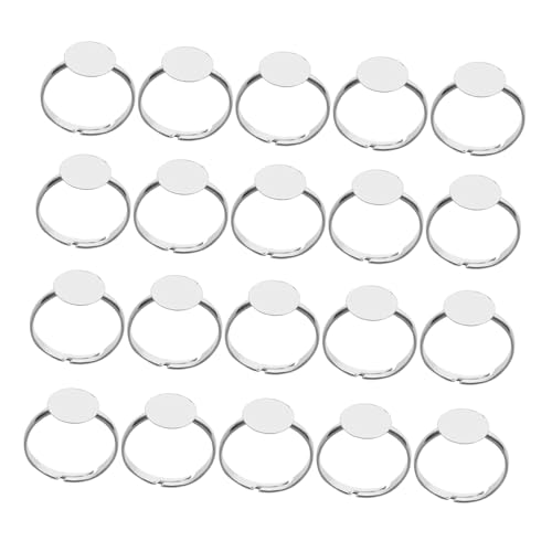 VILLCASE 1 Satz Einstellbare Ringbremse Ringe Basis Für Ring Ringrohling Basis Für Diy Verstellbarer Leerer Ring Schmuckring Ringrohlinge Für Harz Basis Des Fingerrings Silver Eisen 20st von VILLCASE