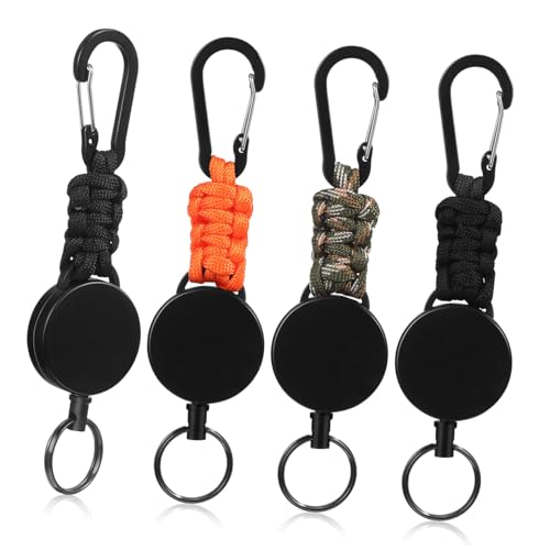 VILLCASE 1 Satz Einziehbarer Schlüsselanhänger Aus Paracord Halter Schlüsselband Multifunktionaler Schlüsselanhänger Schlusselanhanger Schlüsselanhänger Schwere Ausführung Polyester 4 Stück von VILLCASE