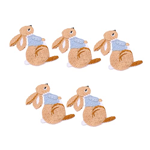 VILLCASE 1 Satz Gestickte Aufnäher Stoffaufkleber Hasen-patch Futterspender Meerschweinchenkäfig Aufnäher Nähen Chenille Figur Hutflecken Stickaufkleber Für Stoff Heu Stickerei Colorful 5st von VILLCASE