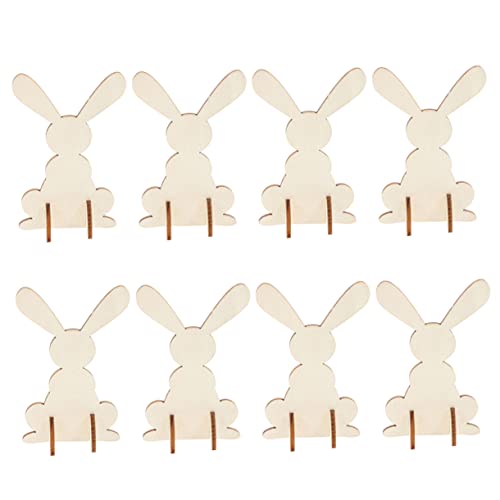 VILLCASE 1 Satz Hasenschmuck Aus Holz Ostern Zu Ostern Holzfiguren Ostern Diy Osterhasen Dekoration Meerschweinchen Kaninchen Hasendekor Aus Holz Hasenskulptur Khaki 8st von VILLCASE