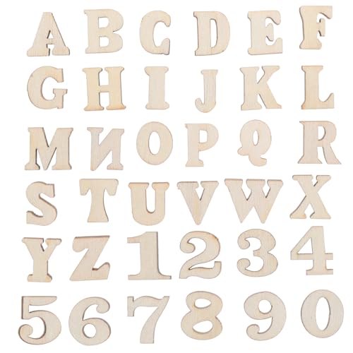 VILLCASE 1 Satz Holzbriefnummer Kleine Holzbuchstaben Zum Basteln Kleinbuchstaben Zum Basteln Buchstabenverzierung Aus Holz Leere Holznummer Bastelbriefe Diy-brief Beige 200st von VILLCASE