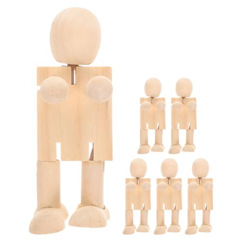 VILLCASE 1 Satz Holzroboterpuppe Unvollendeter Holzroboter Diy Puppenmenschen Roboterspielzeug Aus Holz Holzklammern Zum Basteln Bemalung Eines Spielzeugroboters Holzfigur Beige 6st von VILLCASE