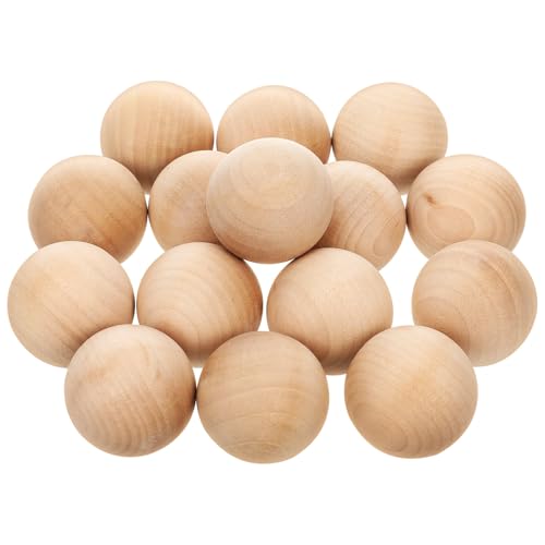 VILLCASE 1 Satz Kugel Aus Massivem Holz Runde Holzperlen Holz Kugeln Unbehandelte Holzperlen Bastel Holz Kugel Set Holz Sphere Runde Holzkugeln Diy-ball Kleine Holzkugeln Muhe Khaki 15st von VILLCASE