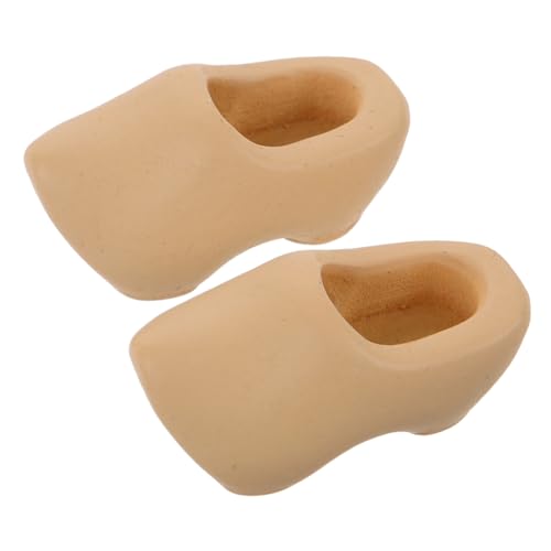 VILLCASE 1 Satz Mini Holländische Holzschuhe Kinderwagen Miniatur Puppenkleidung Slipper Puppenhaus Dekoration Unvollendete Holzschuhe Puppenhaus Zubehör Puppenhauszubehör Beige 2st von VILLCASE