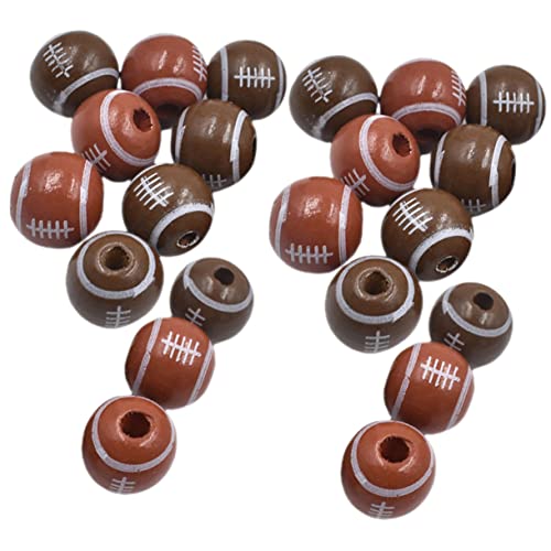 VILLCASE 1 Satz Rugby-holzperlen Mini-fußball Sportperlen Fußball-charms Fußballhandschuhe Schmuck Abstandsperle Abstandsperlen Für Armband Perlen Für Große Lochperle 50 Stück von VILLCASE