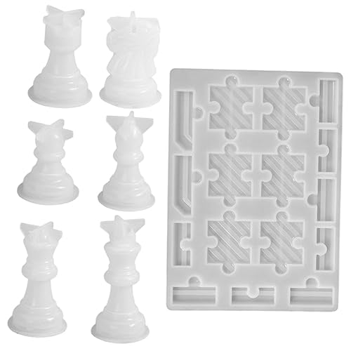 VILLCASE 1 Satz Schachbrett Würfelform Schachform-set Schach-epoxy-gießformen Epoxidformen Für Schach Schimmelpuzzle Spiel Diy-versorgung Handwerk Formen Bastelformen Weiß Kieselgel von VILLCASE