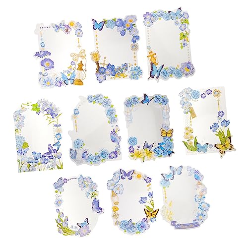 VILLCASE 10 Blatt Rahmenaufkleber Ornamente Die Haustierbuchaufkleber Selbstklebende Aufkleber Himmelblau Schöne Scrapbooking Aufkleber von VILLCASE