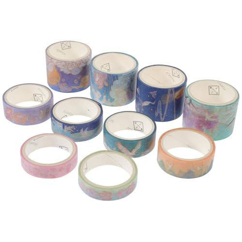 VILLCASE 10 Rollen Heißprägeaufkleber Glitzerndes Washi-tape Planerband Selbstklebende Diy-klebebänder Blumen-washi-tape Dekorative Klebebänder Selber Machen Bastelband Blue Papier von VILLCASE