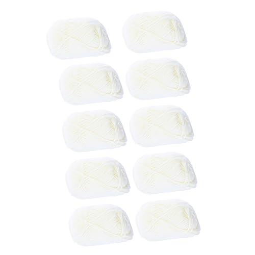 VILLCASE 10 Rollen Milch-baumwoll-garn Garn Zum Häkeln Watte Bausatz Wickler Baumwollgarn Häkelnadel Baumwollfaden Garn Schüssel Strickset Kordelzug Baumwollseil Kabel Nadeln Baumwolle Weiß von VILLCASE