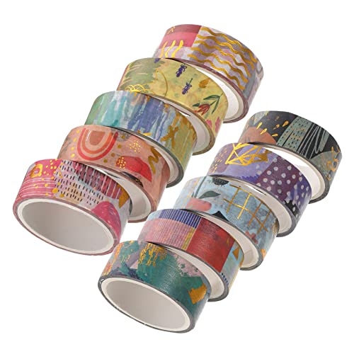 VILLCASE 10 Rollen Taschendekorband Spender Klebepunkte Klebestreifen Kariertes Band Klebeband Bastelpapierband Altes Washi-tape Diy-bänder Handkontenbänder Bastelbedarf Japanisches Papier von VILLCASE