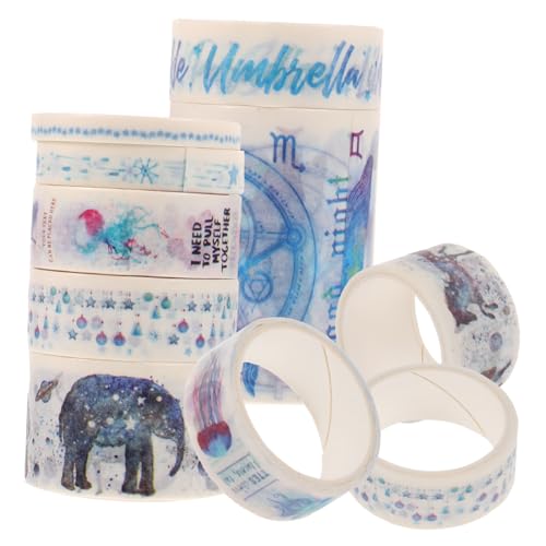 VILLCASE 10 Rollen Washi-Tape-Aufkleber Müll Spender klebrig Streifen Verpackung scrapbbok the washi tape geschke dekoratives Klebeband für DIY dekorative Aufkleber Japanisches Papier Blue von VILLCASE