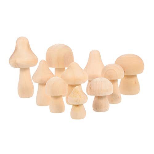 VILLCASE 10 Stück Embryo Pilze Pilze Aus Holz Einfacher Pilz Unbemalter Pilz Holzformen Unfertiger Pilz Unbemaltes Malerei Einfacher Pilz Aus Holz von VILLCASE