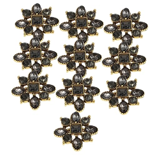 VILLCASE 10 Teiliges Schmuck Zubehör Set Kleid Zubehör Nieten Basteln Strass Knöpfe Perlenknöpfe Zum Nähen Vintage Zubehör Für Mädchen DIY Corsage Strass Legierung Strass Schwarz von VILLCASE