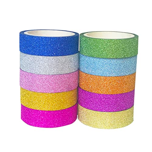 VILLCASE 10-Teiliges Set Buntes Klebeband funkeln Süßes Washi-Tape dekoratives Washi-Tape Bausatz Silberband tischläufer weihnachten rolf zuckowski weihnachten Klebeband-Kit Glitzerband von VILLCASE