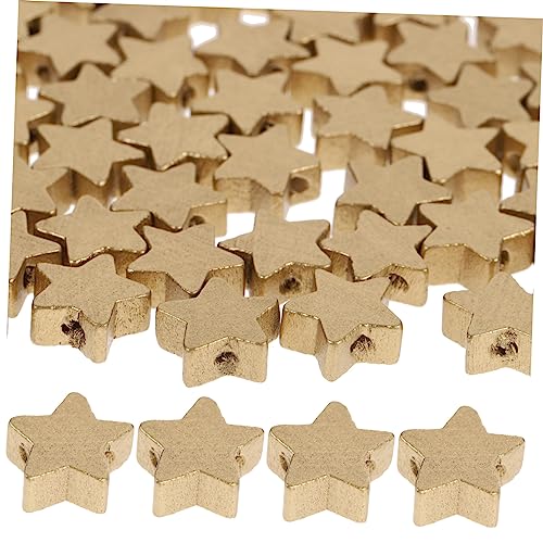 VILLCASE 100 Stk Sternscheibe aus Holz Kinderprojekte Mini-Aufkleber Perlensets bastelmaterial für bastelsets für Pentagramm Holzscheibe DIY hängende Holzscheibe Bambus Golden von VILLCASE