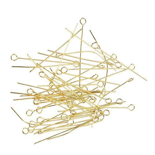 VILLCASE 100 Stück Edelstahl Gold 9 Pin Ohrringe Brillenketten Perlen Kit Armbänder Schmuckherstellung Pins Charms Haken Hut Halskette DIY Nadel DIY Pin DIY Ohrring Pin Ohrring Teile von VILLCASE