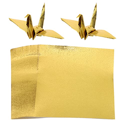 VILLCASE 100 Stück Glänzendes Origami-Papier 10 X 10 Cm Einseitiges Goldenes Faltpapier Glitzerndes Origami-Papier Quadratisches Glänzendes Faltpapier Für Die Herstellung Von Papierkranen von VILLCASE