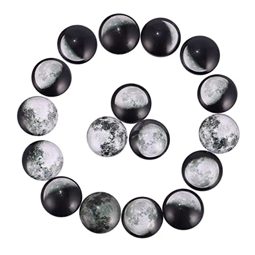 VILLCASE 100St Mondzeit Edelstein Glas Patch world swelter svarowksy halskette ohringestecher creolen ohrringe Mondverzierung Cabochon-Fassungen Mondperlen Glasjuwel Mond-Cabochons Black von VILLCASE