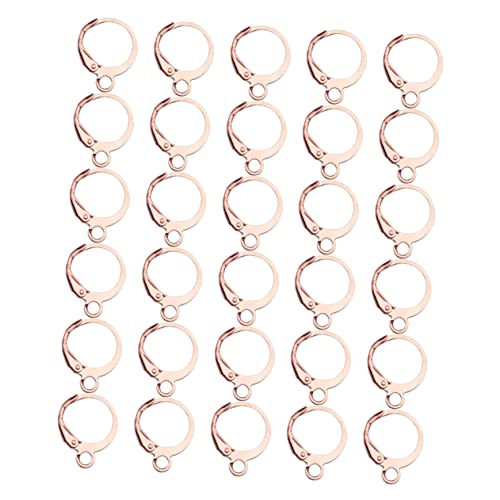 VILLCASE 100St Runde französische Ohrhaken Schmuck Zange Ballen Kette Zubehör ohrring set ohrringset Gadget zur Herstellung von Ohrringen Legierungsteile Beschichtungslegierung Rose Gold von VILLCASE