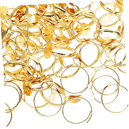 VILLCASE 100St Verstellbarer Ringhalter Leerzeichen Edelstein Etiketten Freude-Accessoires Balsam Gold Ringrohlinge Basis für Ring ringrohling basis für DIY Ringbasis für Schmuck Legierung von VILLCASE