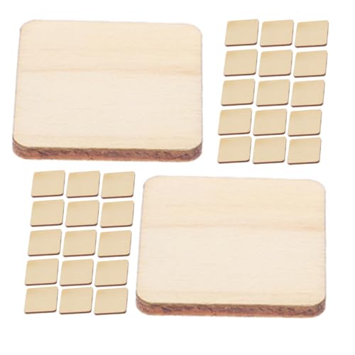 VILLCASE 100St quadratische Holzspäne Holzpuzzles Fliesen für das Handwerk Holzquadrate zum Basteln Holzrohlinge zum Basteln Holzspäne selber machen Holzfliese Holz quadratisch Beige von VILLCASE