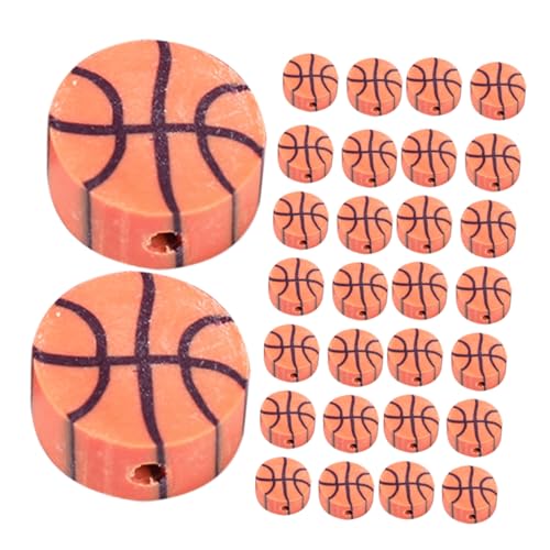 VILLCASE 100st Basketball-perlenmaterial Tonperlen Kit Zur Herstellung Von Perlenschmuck Lose Perlen Halskette Mit Basketballperlen Armband Zubehör Perlenarmband-kit Orange Polymer-ton von VILLCASE