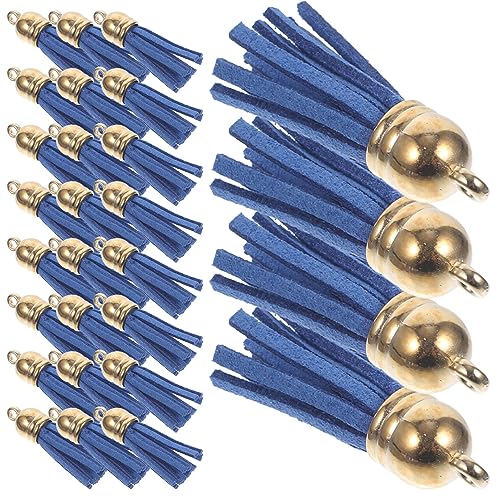 VILLCASE 100st Farbe Lederquasten Strasssteine Schlüsselanhänger Kette Bausätze Tourperlen Zubehör Reize Bastelsets Verschlüsse Modisch Goldene Quaste Bausatz Schmuck Gießen Blue Legierung von VILLCASE