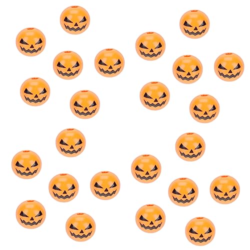 VILLCASE 100st Halloween-holzperlen Kürbisse Im Freien Gefälscht Dekorationen Heimdekoration Halloween- Im Innenbereich Halloween-perlen Für Armbänder Buchstabenperlen Figuren Orange von VILLCASE