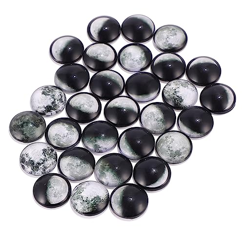 VILLCASE 100st Mondzeit Edelstein Glas Patch Schillernde Edelsteine Strasssteine ​​zum Basteln Mondperlen Mond Charms Schmuckherstellung Abstandsperlen Mond Handwerk Glasflecken Black von VILLCASE