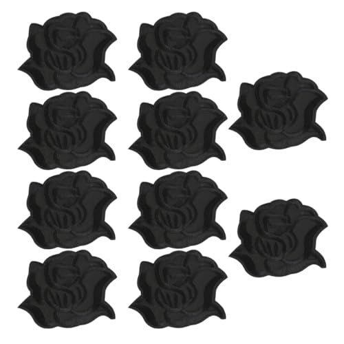 VILLCASE 10St Aufnäher mit Blumenstickerei Nähprodukte Kleid Flicken für Jacken floral bestickte Spitze Dekoration nähen embroidery bastelzeug Blumenapplikation DIY-Patches Polyester Black von VILLCASE