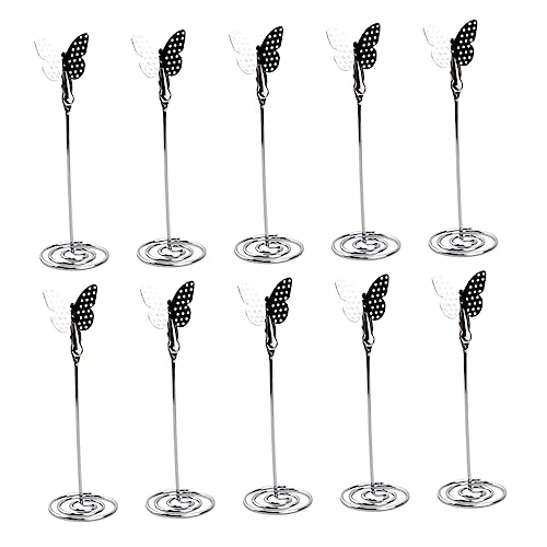 VILLCASE 10St Hochzeitssitzhalter sauberer Tischschildhalter Schmetterlingsständer Platzkarten Netz visitenkarten halterung hochzeitsdeko Fotoclips Tischdekoration für Partys Metall Silver von VILLCASE