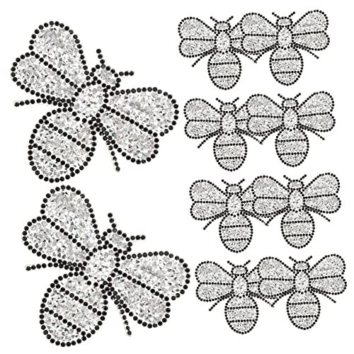 VILLCASE 10St Honigbienen-Aufkleber sauf bescherung Stoffapplikationen geschke Gänseblümchen-Patch Kleidungsflicken Hüte Cartoon-Eisenflecken austauschbare Fellflecken Harz Silver von VILLCASE