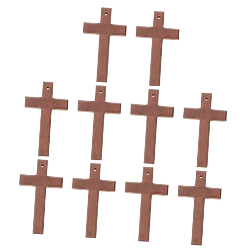 VILLCASE 10St Kreuz Anhänger silberner Kreuzanhänger Kreuz Schmuck Reize Schmuckherstellung Kreuz Halskette Kreuzanhänger Holz Schmuckanhänger Dekoration Kreuze zum Basteln Kreuzdekor Brown von VILLCASE