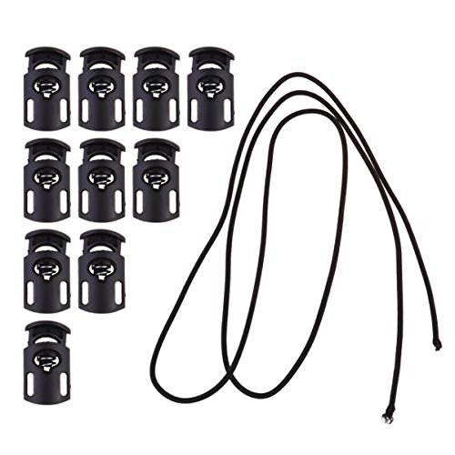 VILLCASE 10St Schnurstopper Toggle-Stopper-Clip Befestigungsschnalle Federschnurschloss dehnbares Ohrbindeseil Knebelschnur seilspanner zelte hoodie trasher Federknopf Kabelschloss Black von VILLCASE