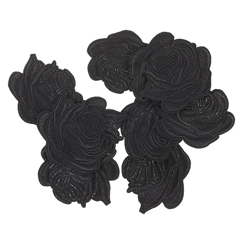 VILLCASE 10st Flecken in Blütenform Patch-jeans Stickereiflecken Bestickt Stoffflecken Gestickte Aufnäher Blumen Stoffkleber Stich-kit Stickerei-stoff Stickerei Blumen Nähen Black Polyester von VILLCASE