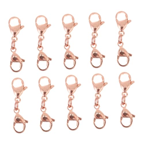 VILLCASE 10st Hummers Chnalle Doppels Chnalle Halskettenketten Für Die Schmuckherstellung Karabiner Befestigungselemente Verschlüsse Gliederkette Büroklammerkette Rostfreier Stahl Rose Gold von VILLCASE